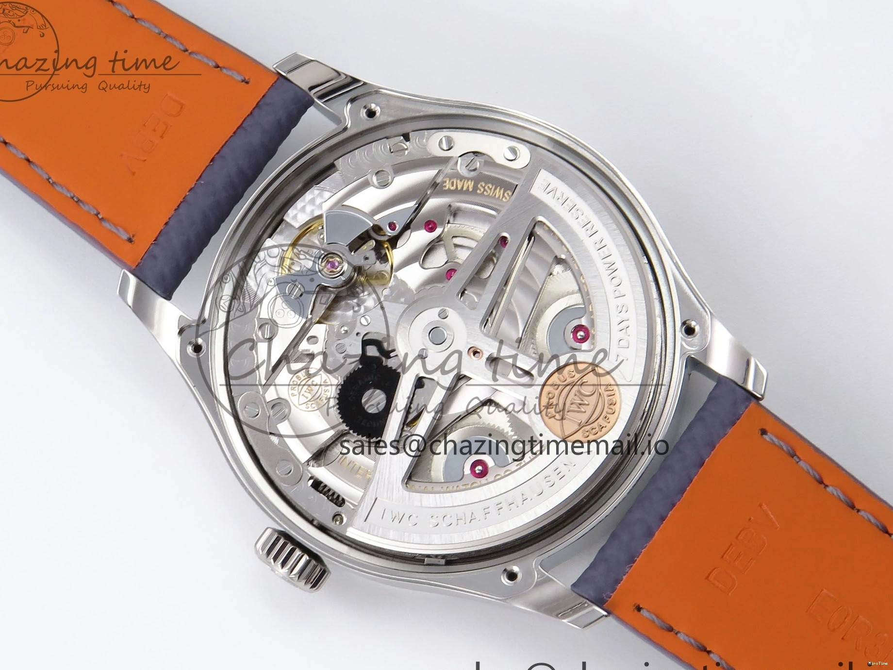MIROTIME 0502 Lightweight Portugieser Automatic SS IW501708 APSF 1:1 Best Edition Light Blue Dial on Gray Leather Strap A 7012